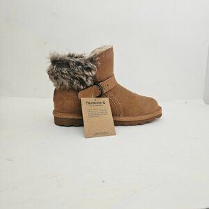 Bearpaw Women’s Suede Winter Ankle Boots Faux Fur Lined Brown Size 8